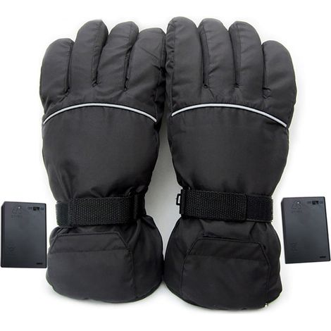 Gants Chauffants 4.5V Noirs avec Boîtier à Piles, Gants Hiver Réfléchissants pour Ski, Vélo et Pêche (1/5)