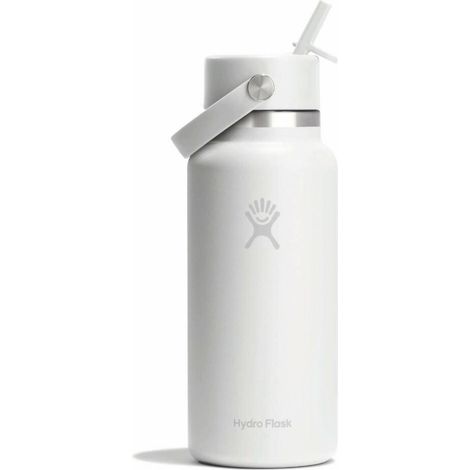 Botella térmica Hydro Flask de 946 ml con pajita flexible ancha, color blanco, W32CFS110 (1/3)