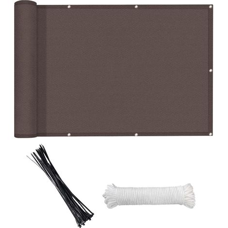 Balkon-Sichtschutz (HDPE), wetterfest, für Terrasse, Patio, Garten, Außenpool, Veranda, Geländer, 118 x 35 Zoll, Kaffeebraun