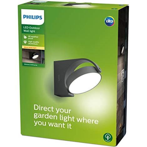 Philips Hue – Applique murale extérieure Philips Mimosa 7W – Lumière blanc chaud 2700 K – Aluminium moulé – Résistante IP44 pour extérieur