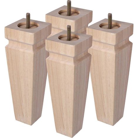 Pieds de meubles carrés en bois, ensemble de 4 pieds de canapé en bois massif, style médiéval, convenant aux fauteuils, fauteuils inclinables, tables basses et chaises, 8 pouces. (1/5)