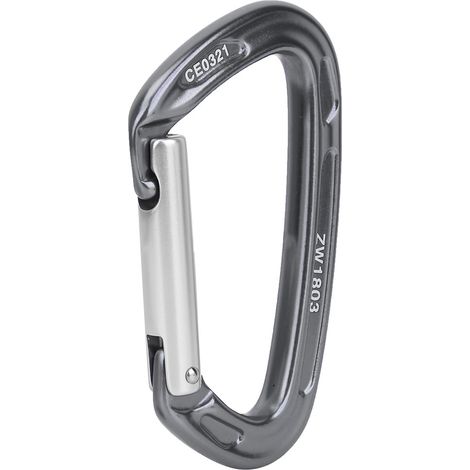 1 Stück D-förmiger Schraubkarabiner aus Aluminium für Luft- und Raumfahrt, geeignet für Klettern, 24 kN, Outdoor, ZW1803 (Grau) (1/5)