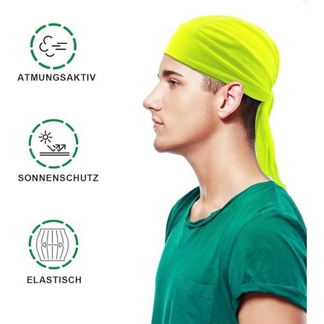 Juego de 3 pañuelos deportivos blancos, verdes y negros: cubrecabezas transpirables con protección UV para ciclismo y deportes al aire libre. (1/4)
