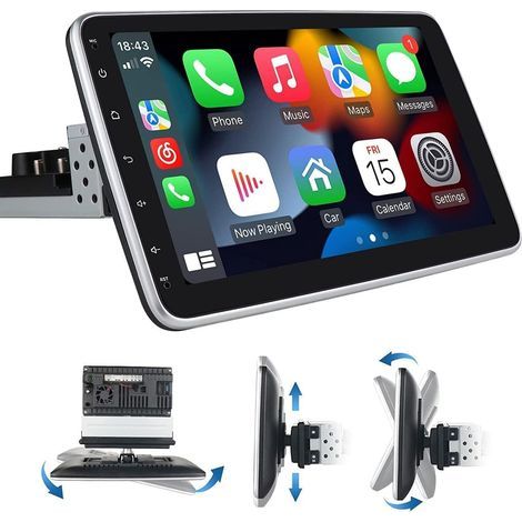 Autoradio 1 DIN avec écran tactile rotatif 10,1" – Apple CarPlay et Android Auto sans fil – GPS, Bluetooth, caméra de recul (1/5)