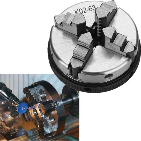 Mandrin de tour manuel à 4 mors K02-63/M14 à centrage automatique pour le travail du bois (1 pièce) (1/5)