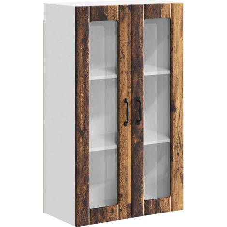Maison Exclusive - Mobile in vetro da parete LUCCA Legno antico 60 x 31 x 100 cm