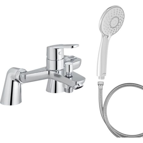 Mitigeur baignoire JACOB DELAFON Aimé + pommeau de douche Juliette + flexible de douche métal + colonnettes (1/5)