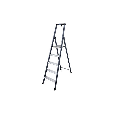 Escalera tipo tijera de peldaños planos de aluminio  anodizada 