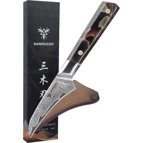Paring Knife 3.5" Paring Knife, Ultra Sharp Damascus Steel with Full Tang Resin Handle, BI Series (1/5)