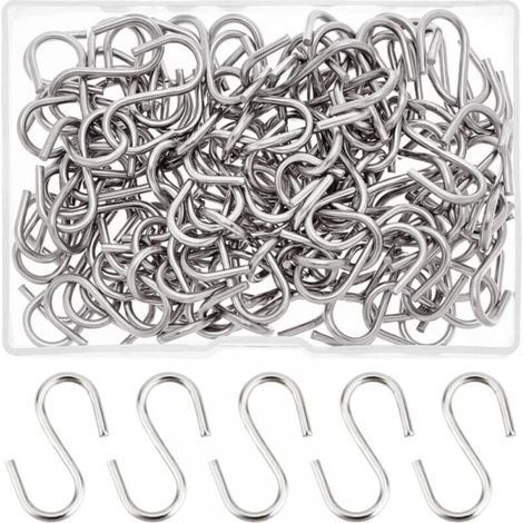 S Hooks, 304 Stainless Steel, Small S Hooks, Metal S Hooks, Hanging Hooks for Small Objects, Keys, Jewelry, Lightweight Bags, 100Pcs, 29x2mm (1/5)