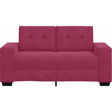 Divano a due Posti Sofa Rosso Vino 160 cm Velluto (1/5)