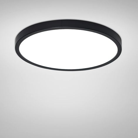 NALOOKAMIC Plafonnier LED 28W Blanc Froid 6500K Ultra Mince Noir Lampes de pour Salle de Bains Chambre Salon Cuisine Bureau 23cm (1/5)