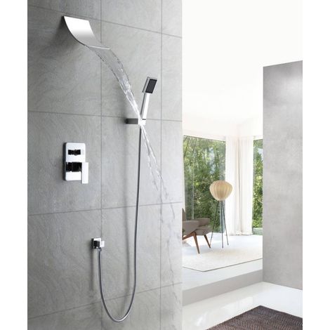 Pacchetto doccia incasso con effetto cascata e finitura cromo con doccetta