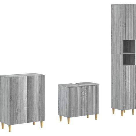 Maison Exclusive - Set di armadietti da bagno in 3 pezzi ARNHEM Sonoma grigio (1/5)