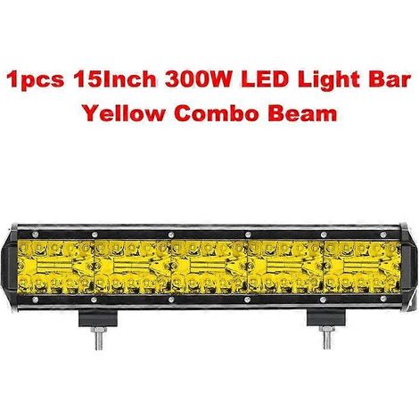 Barre LED NLpearl 4-20 pouces jaune tout-terrain 120 W pour camion, Jeep, SUV, UAZ 4x4, tracteur, bateau, VTT, phares LED 12 V/24 V, 1 pièce, barre jaune 300 W (1/5)