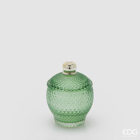 Contenitore Decorativo Micro Quadretti Bombato H11.5 D8.5 Verde EDG