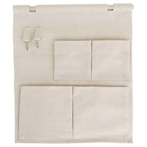 Sacs de rangement muraux, organiseur suspendu en tissu de coton, pochette en lin de couleur unie sur la porte du placard (1/4)