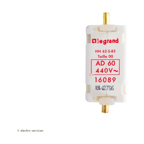 Legrand – Cartouche fusible A couteau 60A – Tension 440V AC – Puissance de coupure 32kA – Taille selon IEC 60269 : NH0