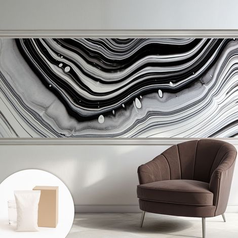 Papier peint intissé décoratif pour chambre et salon Design moderne à poser facilement - Colle incluse gratuite Vagues optiques 250x104 cm (1/5)