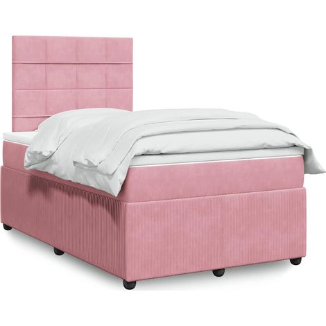 Boxspringbett mit Matratze Rosa 120x190 cm Samt (1/5)