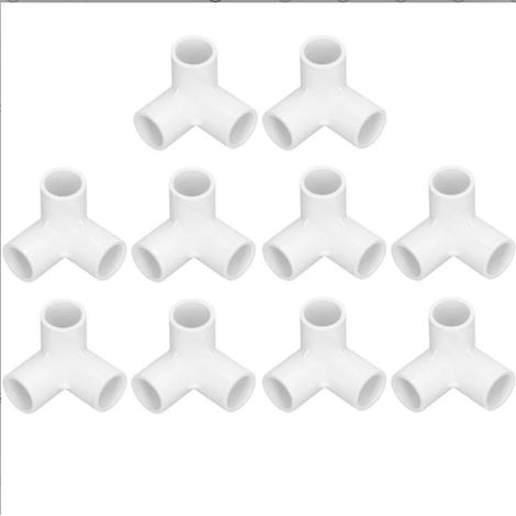 10 Raccords De Tuyauterie En PVC à 3 Voies Connecteur En T à Angle Droit Coudés Plastique Diamètre Intérieur 20 mm Blanc (1/5)