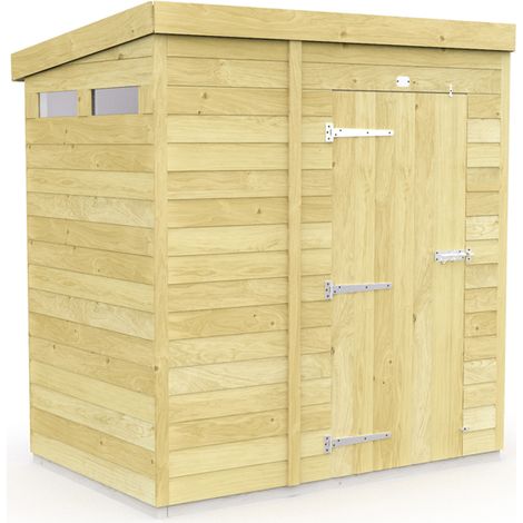5 x 4 Feet Pent Security Shed - Single Door - Wood - L118 x W158 x H201 cm