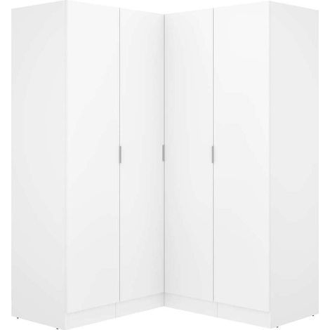 Armario ropero de rincón 4 puertas abatibles Marta acabado blanco,184cm(alto) 133cm(ancho) 131cm(largo)