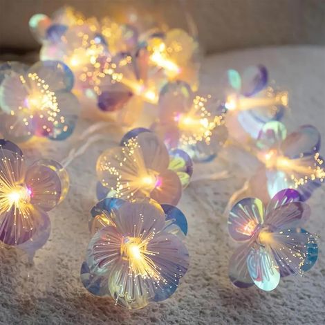 2 pcs fleurs guirlande lumineuse 1,5m 10 LED blanc chaud pile (1/5)