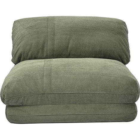 Miliboo – Chauffeuse convertible 1 place en velours côtelé kaki – Dimensions dépliée L82 x P176-217 cm – Confort ajustable 5 positions – Pour lit d'appoint