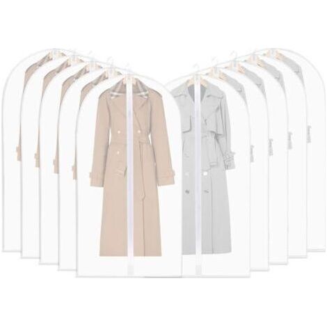 Pack of 10 Semi-Transparent Hanging Clothes Protective Covers, 60 x 120 cm, Dust-Proof and Moisture-Proof (1/5)