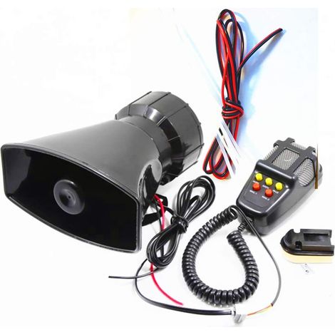 Corne Haut-parleur de sirène de voiture,Son Amplificateur sirène de klaxon de sirène de voiture d'alarme de 12V 80W avec système de sonorisation d'ambiance pour microphone (1/5)