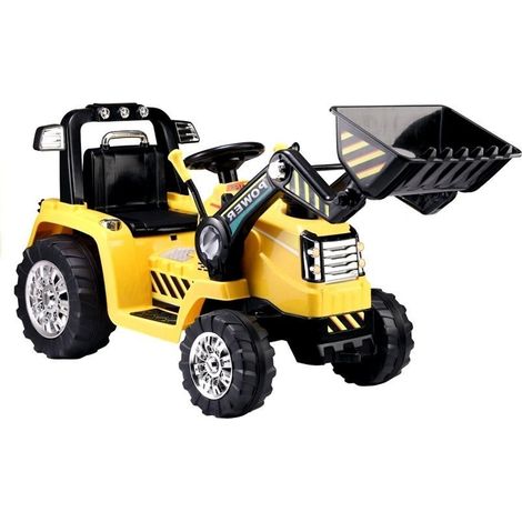 Tractor excavadora a batería ZP1005 para niños con pala móvil, color amarillo. (1/5)