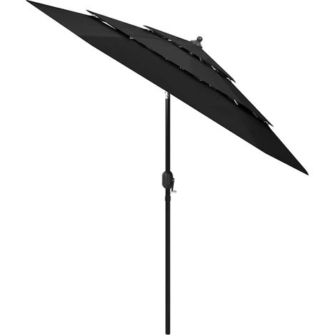 Maison Exclusive - Parasol de jardin à 3 niveaux avec mât en aluminium noir 2,5 m (1/5)