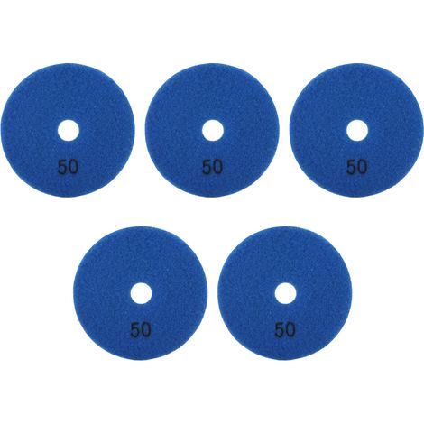 Tampons de polissage humides diamant 4 pouces, 5 pièces, Kit de disques de meulage souples pour marbre granit céramique 50 grains (1/5)