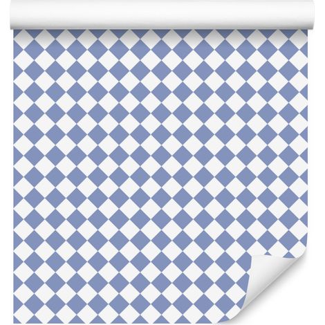Papier peint géométrique à motifs de losanges bleus, blancs et gris clair 50x1000 cm (1/5)
