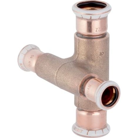 Geberit Mapress Raccordo a croce in rame ridotto, sfalsato, DN 20 / 12, 61506