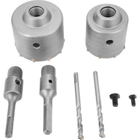 Mèche de forage en béton avec manche rond de 110 mm SDS Plus Trépan pour trou de sciage de béton Mèche de forage pour mur en pierre de ciment avec expansion de 65/80 mm (Argent) (1/5)