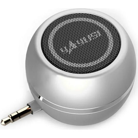 (Argent) Mini haut-parleur portable 3,5 mm, connexion directe aux téléphones portables, amplification stéréo 3D (1/5)