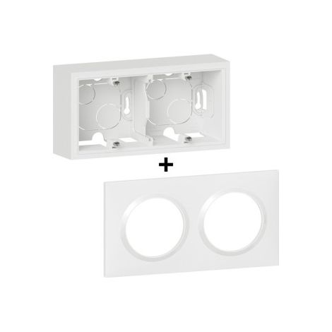 Legrand - Dooxie - Cadre saillie 2 postes + Plaque - Blanc - Ref. : 600042 + 600802 (1/4)