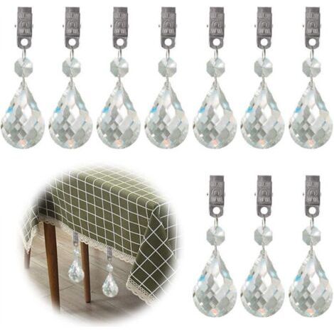 Lot de 10 pinces à nappe en cristal pour pique-niques, fêtes et mariages (1/5)