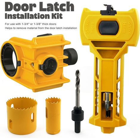 Jaune, 18,5 x 14 x 15 cm / 800 g Outil d'ouverture de trou de serrure sphérique pour portes en bois et en métal + kit d'outils pour mortaise de loquet (1/5)