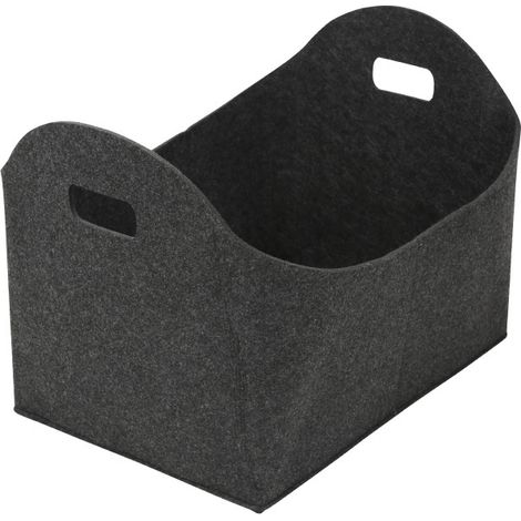 SWANEW Borsa per tronchi in feltro Cesto in legno XL Cesto per legna Borsa per legna da ardere Borsa in feltro per tronchi di legna da ardere 44 x 31 x 34 cm grigio scuro (1/5)