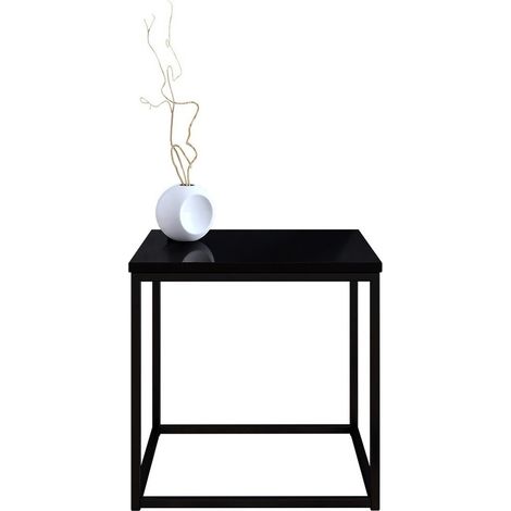 Table basse Germantown 106, Noir mat + Noir brillant, 40x40x40cm, Diamètre: 0, Stratifié, Angulaire
