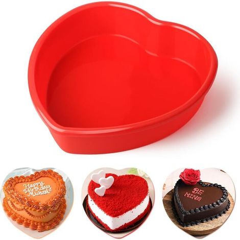 Moule Gateau Coeur Silicone, Moule en Silicone Coeur Saint Valentin, Antiadhésif Moule a Gateau Silicone Patisserie Pour Gâteau Fête Des Mères, Gâteau au Fromage -21 cm x 18.5 cm (1/4)