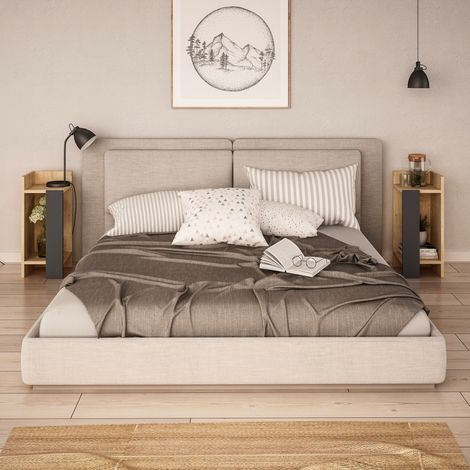 Nachttisch 2er-Set Elos Eiche Anthrazit Melamin 25x60x27 cm