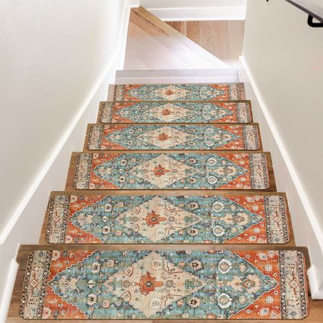 Lot de 5 tapis d'escalier d'intérieur, tapis de sol, tapis d'escalier, tapis d'escalier antidérapants, tapis d'escalier de bord, 76 x 20 cm (1/5)