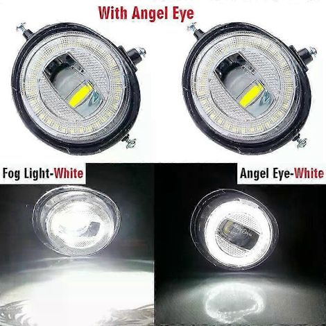 Compatible avec Mazda 2 Demio 2007-2017 (avec feux de jour à LED Angel Eye) : 2 phares antibrouillard LED H11 de 30 W, feux de jour et anneaux lumineux. (1/5)