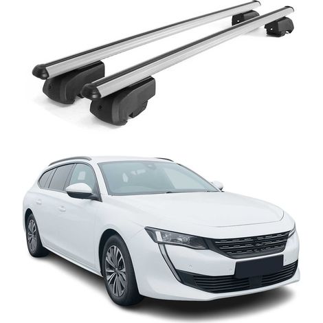 OMAC Barres de toit en aluminium pour Peugeot 508 II 2018-2025 – City Crash – ISO/PAS 11154:2006 – Antivol inclus – Charge max 75 kg – 2 barres Argent (1/4)