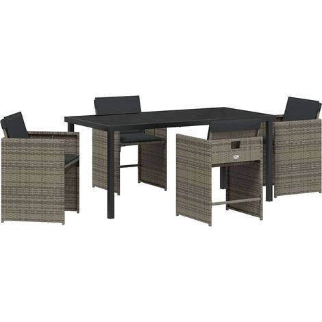 Maison Exclusive - Set da Pranzo per Giardino 5 pcs Grigio polyrattan (1/5)