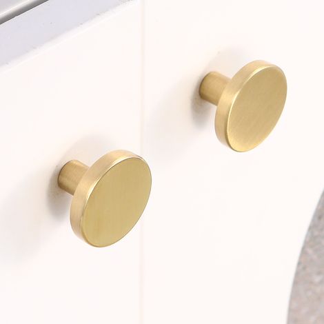 Möbelknöpfe aus gebürstetem Messing, goldene Kommodenschubladenknöpfe für Schränke, Flure, Badezimmer und Küchen, 10er-Pack (28 mm Pilz)